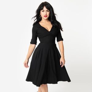 Unique Vintage Swing Dress Doleres Black